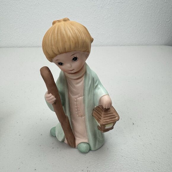 Vintage NATIVITY SET Children's 4 Piece Ceramic CHRISTMAS DARLING Baby Jesus - Picture 3 of 11